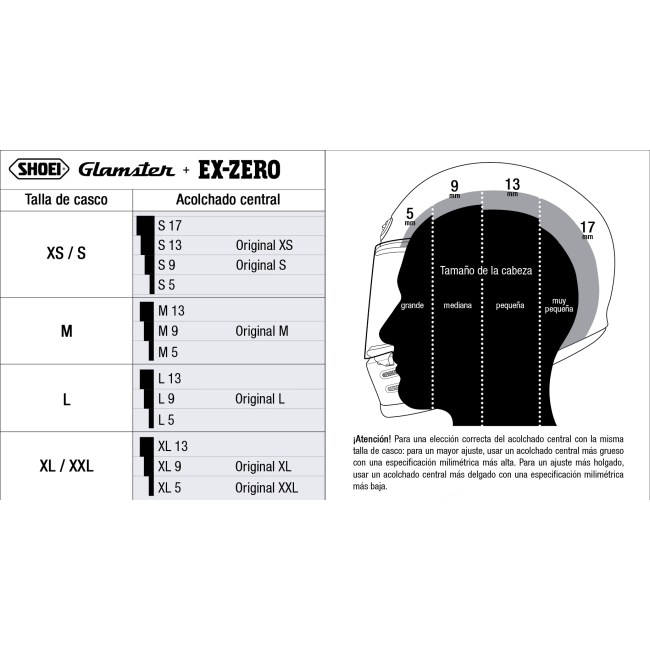 Recambio Shoei Acolchado Central Tipo Ex-Zero