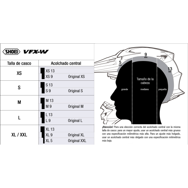 Recambio Shoei Acolchado Central Tipo VFX-W