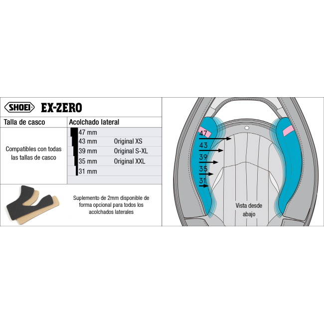 Recambio Shoei Acolchado Lateral Tipo Ex-Zero