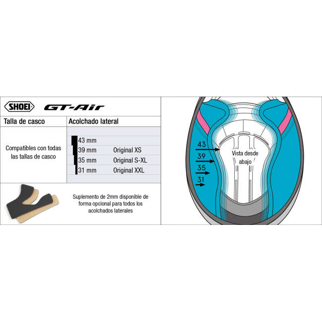 Recambio Shoei Acolchado Lateral Tipo F