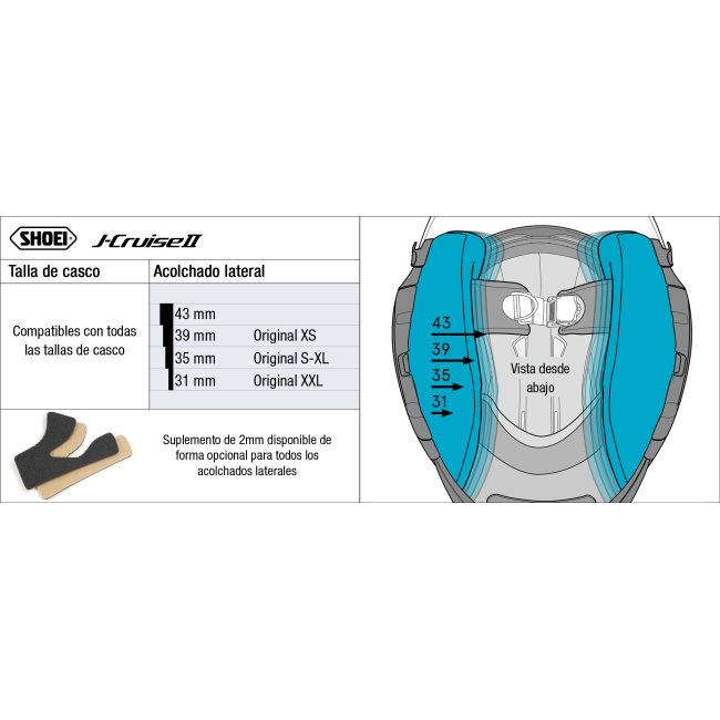 Recambio Shoei Acolchado Lateral Tipo O