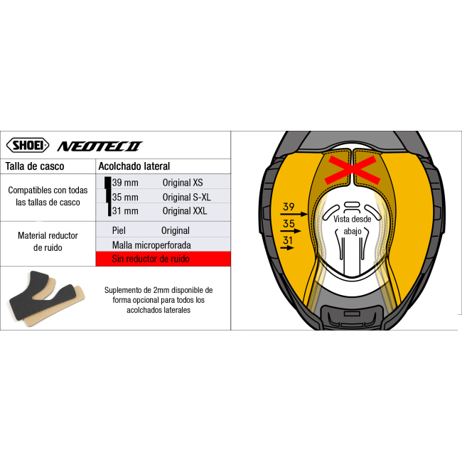 Recambio Shoei Acolchado Lateral TIPO LB