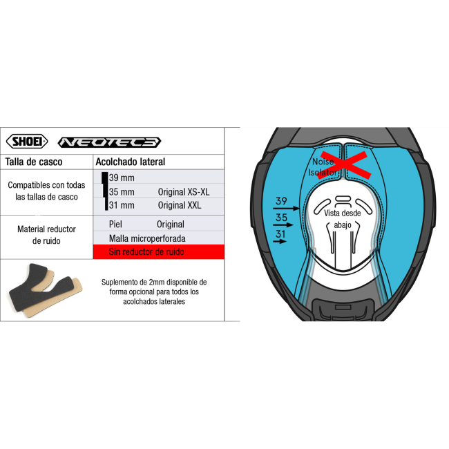 Recambio Shoei Acolchado Lateral TIPO QL