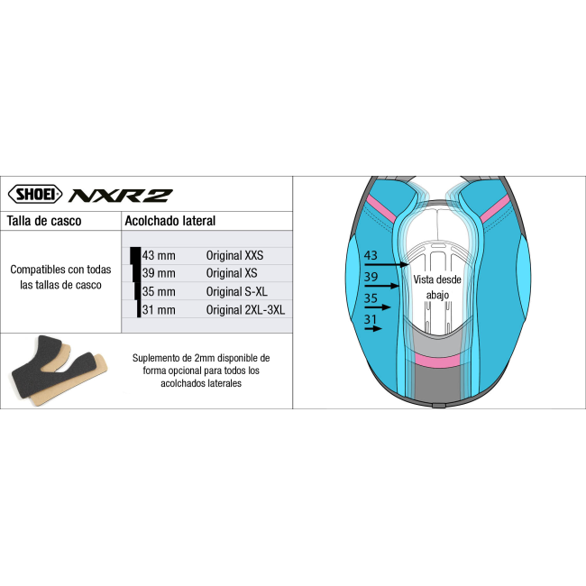Recambio Shoei Acolchado Lateral Tipo NXR 2
