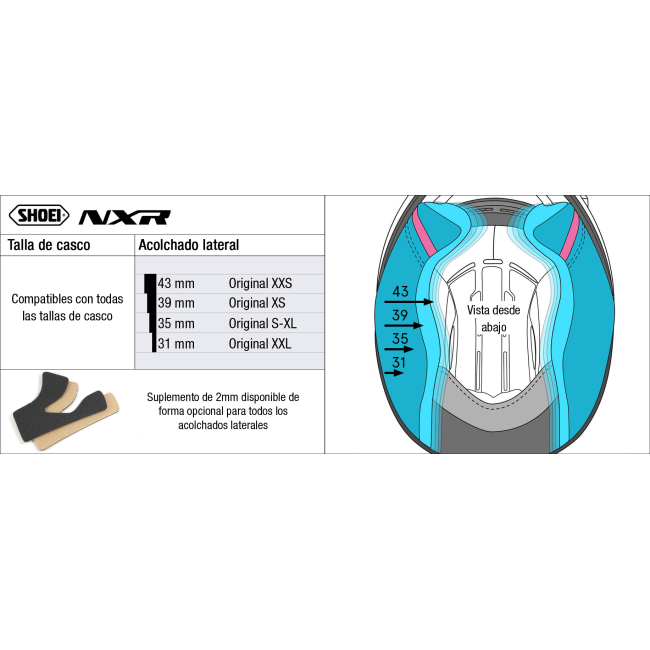 Recambio Shoei Acolchado Lateral Tipo NXR