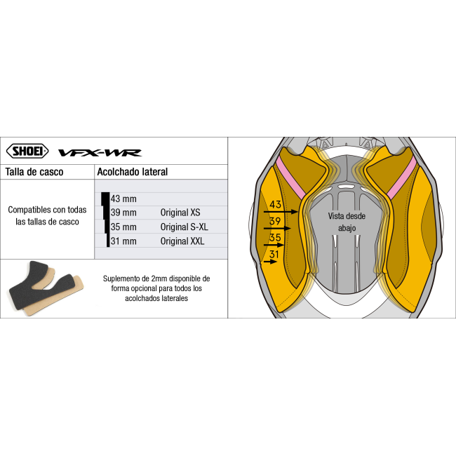 Recambio Shoei Acolchado Lateral Tipo M