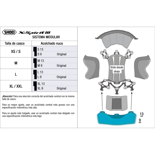 Recambio Shoei Acolchado Nuca Tipo I